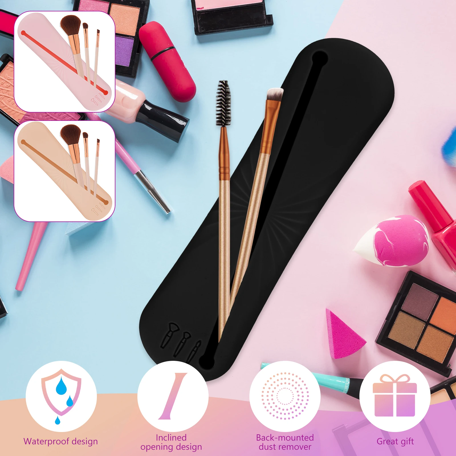 Travel Makeup Brush Holder Reusable Silicone Makeup Brush Organizer Anti-Fall Out Design Makeup Brush Case Portable Cosmetic
Travel Makeup Brush Holder Reusable Silicone Makeup Brush Organizer Anti-Fall Out Design Makeup Brush Case Portable Cosmetic