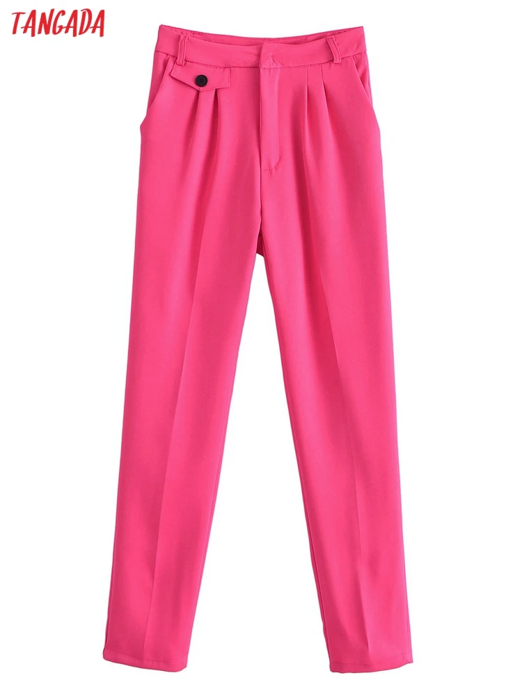 Tangada Woman High Waist Hotpink Pants Pockets Office Ladies Pants Fashion Suit Pants QN88
Tangada Woman High Waist Hotpink Pants Pockets Office Ladies Pants Fashion Suit Pants QN88