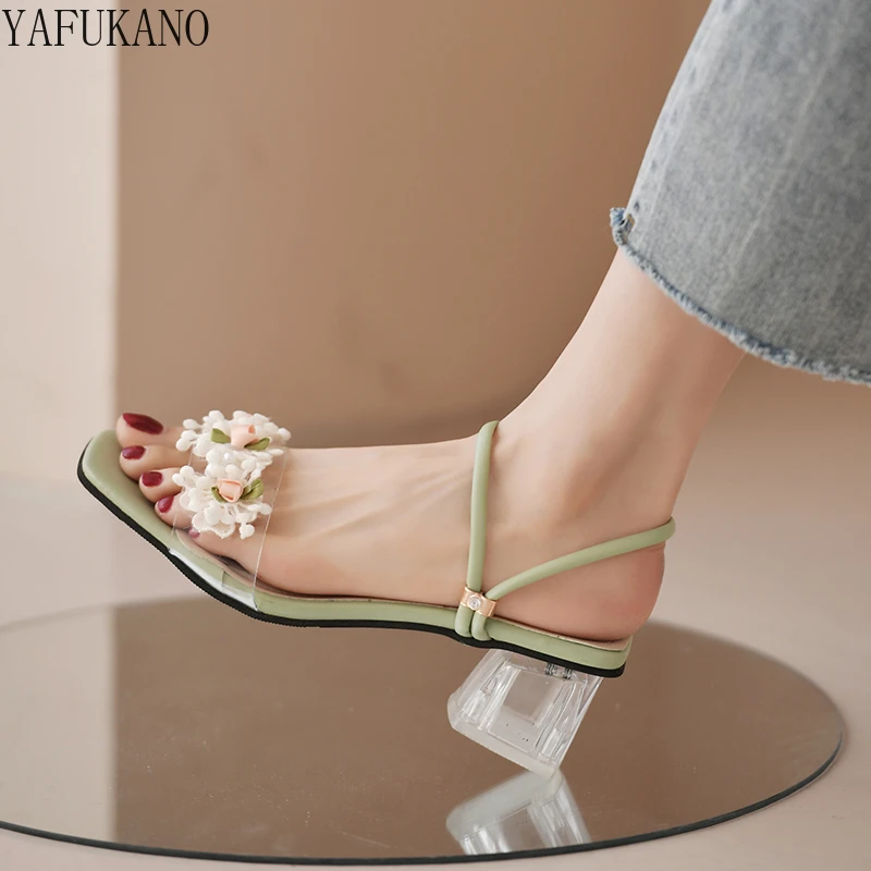 Summer Women Sandals Fashion Flower Crystal Thick Heels High Heels Fairy Style Party Dress High Heels Slippers Square Toe Slides
Summer Women Sandals Fashion Flower Crystal Thick Heels High Heels Fairy Style Party Dress High Heels Slippers Square Toe Slides