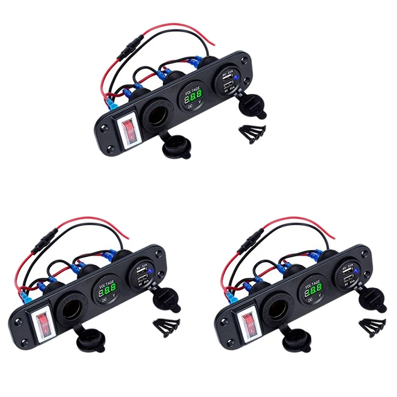 3X 4 In 1 Dual QC3.0 Power Charger C-Igarette Lighter Socket Digital Voltmeter With Rocker Switch
3X 4 In 1 Dual QC3.0 Power Charger C-Igarette Lighter Socket Digital Voltmeter With Rocker Switch