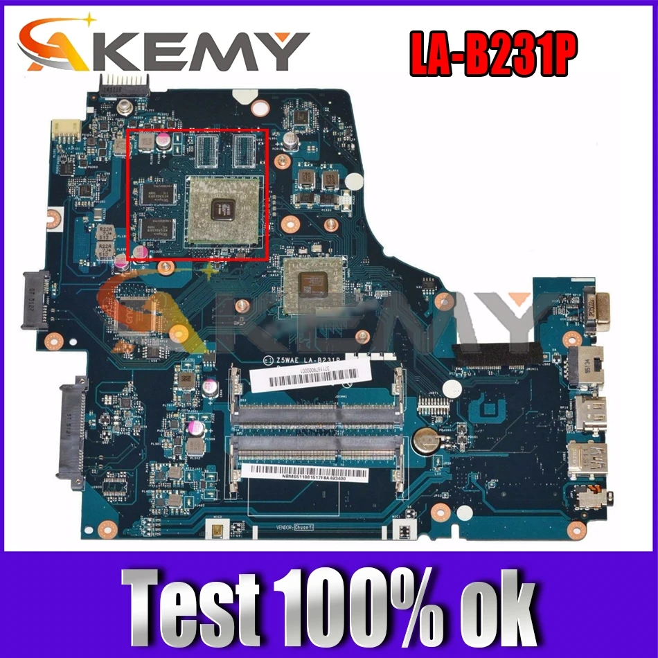 AKEMY Laptop motherboard For Acer aspire E5-521 E5-521G Z5WAE LA-B231P NBMLG11004 NB.MLG11.004 Mainboard
AKEMY Laptop motherboard For Acer aspire E5-521 E5-521G Z5WAE LA-B231P NBMLG11004 NB.MLG11.004 Mainboard