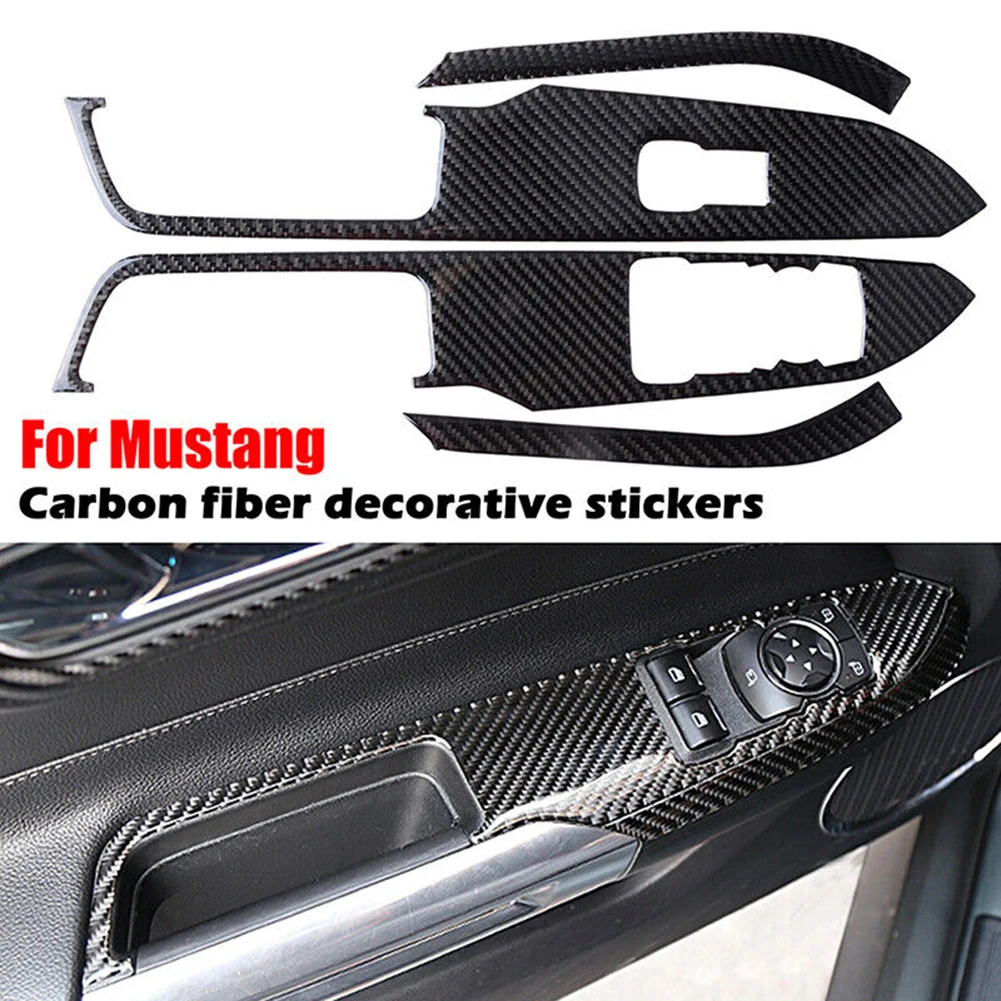 Black Car Door Trim Cover Carbon Fiber Interior Glass Switch Cover Trim Fit For Ford Mustang 2015-2021
Black Car Door Trim Cover Carbon Fiber Interior Glass Switch Cover Trim Fit For Ford Mustang 2015-2021