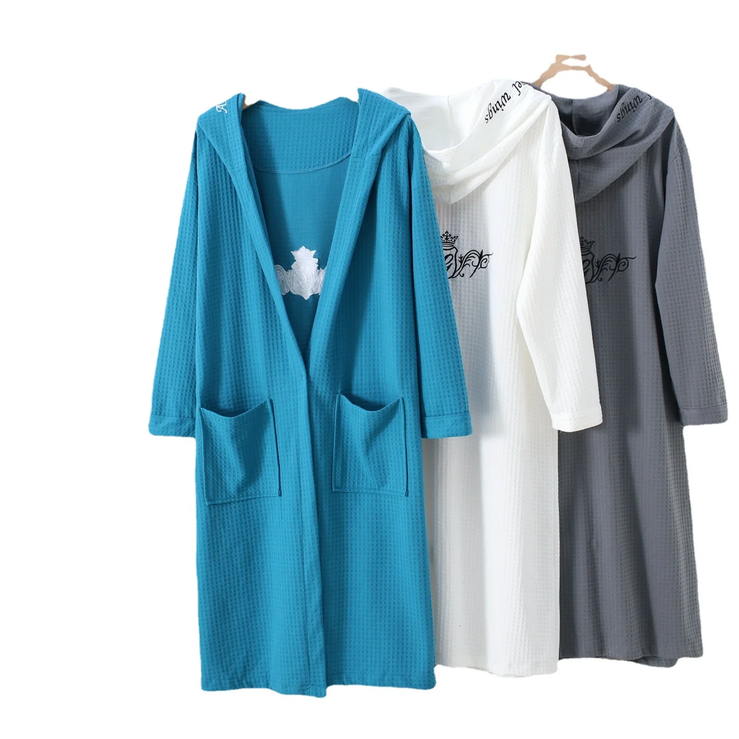 Women's long-sleeved bathing pajamas robe plus size nightgown hooded solid color home service autumn and winter
Women's long-sleeved bathing pajamas robe plus size nightgown hooded solid color home service autumn and winter