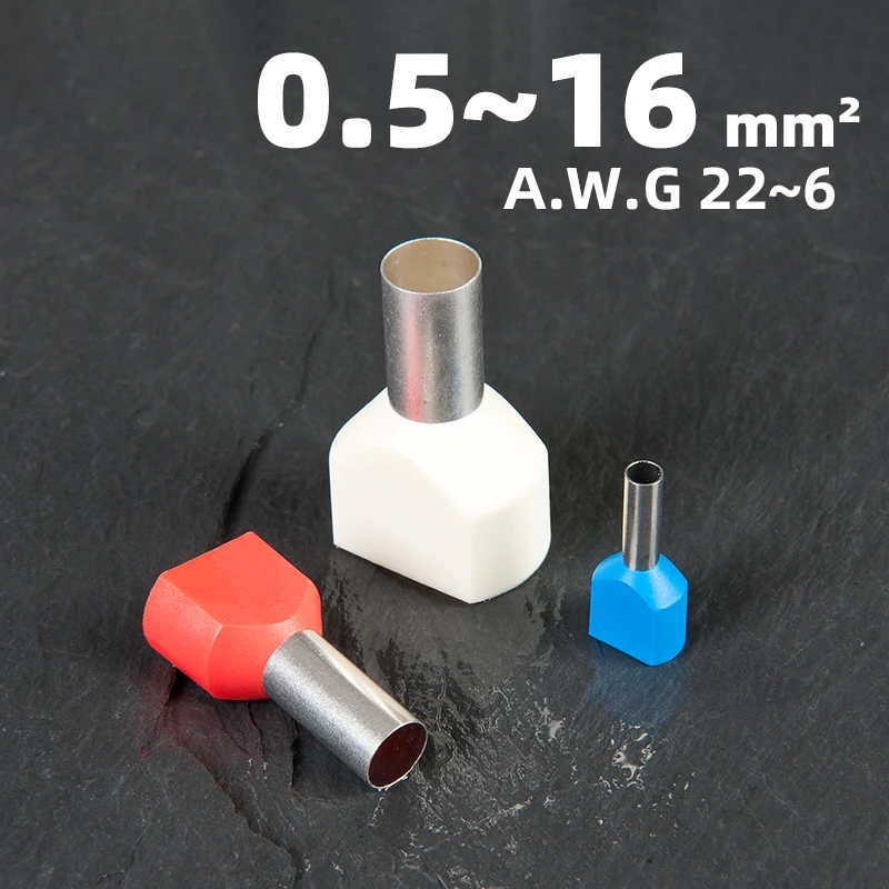 TE0508 TE1008 TE1508 TE2510 TE4012 TE6014 Twin Line Insulated Plating Tin Cord End Terminal Block Double Wire Cold Press Ferrule
TE0508 TE1008 TE1508 TE2510 TE4012 TE6014 Twin Line Insulated Plating Tin Cord End Terminal Block Double Wire Cold Press Ferrule