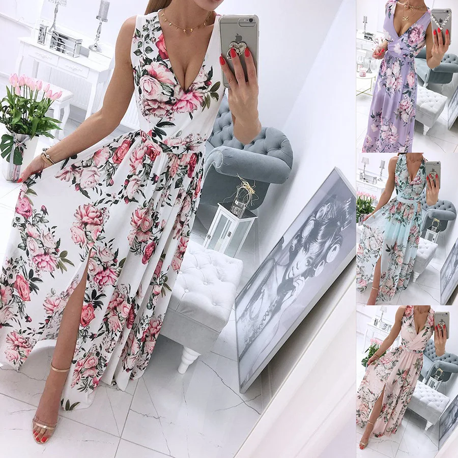 Summer Chiffon Printed Split Long Dress Women Elegant V-Neck Sleeveless Light Flowing Layered Hem Fashion Casual Floral Print
Summer Chiffon Printed Split Long Dress Women Elegant V-Neck Sleeveless Light Flowing Layered Hem Fashion Casual Floral Print