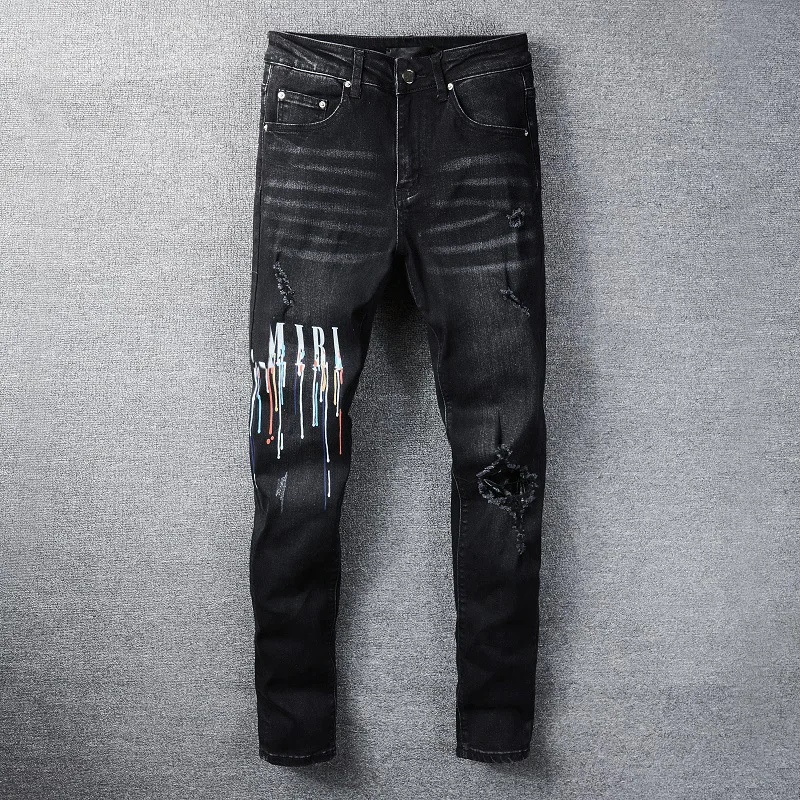 Fashion Brand Jeans Colorful Letter Print Elastic Motorcycle High Street Pants Hip Hop Jean Men Graphic Streetwear Men Trousers
Fashion Brand Jeans Colorful Letter Print Elastic Motorcycle High Street Pants Hip Hop Jean Men Graphic Streetwear Men Trousers