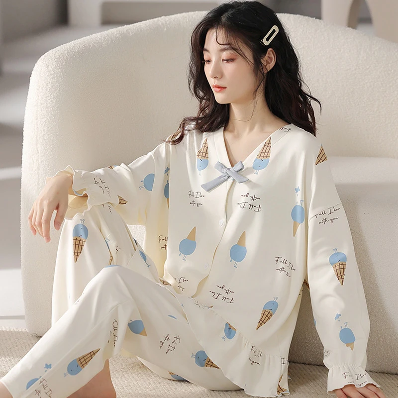 New Homewear Long Sleeve Pajamas Set Cute Leisure Women Sleepwear 2Pcs Nightwear for Women Nightwear Long Loose Waist Pant
New Homewear Long Sleeve Pajamas Set Cute Leisure Women Sleepwear 2Pcs Nightwear for Women Nightwear Long Loose Waist Pant