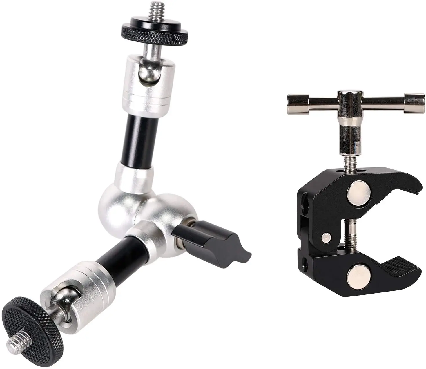 7 inch Adjustable Articulating Magic Arm w/ 1/4 Screw +Super Clamp with 1/4" and 3/8" Thread for DSLR, Action Camera,Flashs
7 inch Adjustable Articulating Magic Arm w/ 1/4 Screw +Super Clamp with 1/4" and 3/8" Thread for DSLR, Action Camera,Flashs