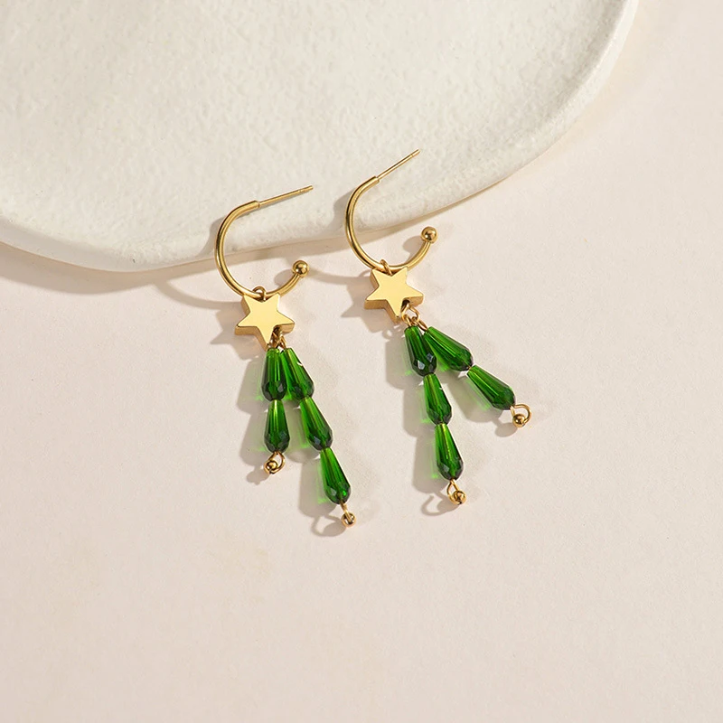 Summer French Green Glass Bead Tassel Earring Fashion Simple Women's Earring Stud Stainless Steel Jewelry Accessories Wholesale
Summer French Green Glass Bead Tassel Earring Fashion Simple Women's Earring Stud Stainless Steel Jewelry Accessories Wholesale