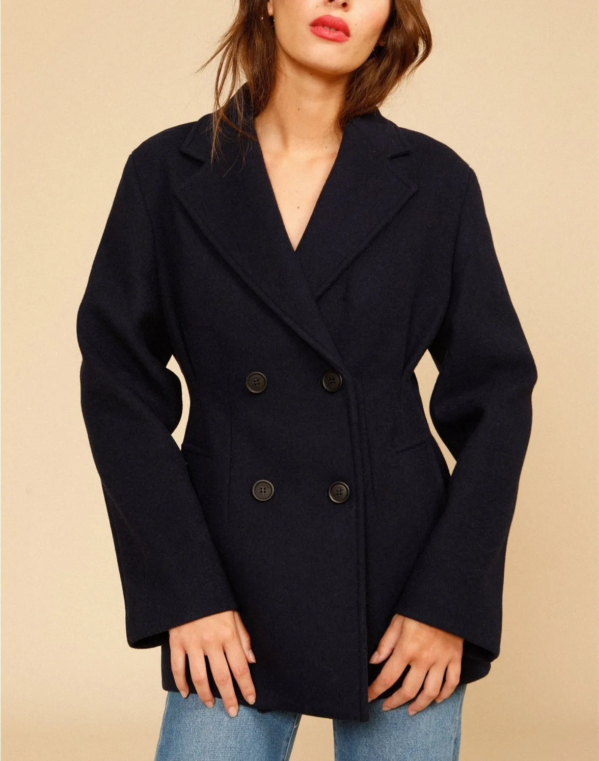 Women Double Breasted Notched Woolen Coat Female All-Match Jacket Female Outwear Tops with Pockets
Women Double Breasted Notched Woolen Coat Female All-Match Jacket Female Outwear Tops with Pockets