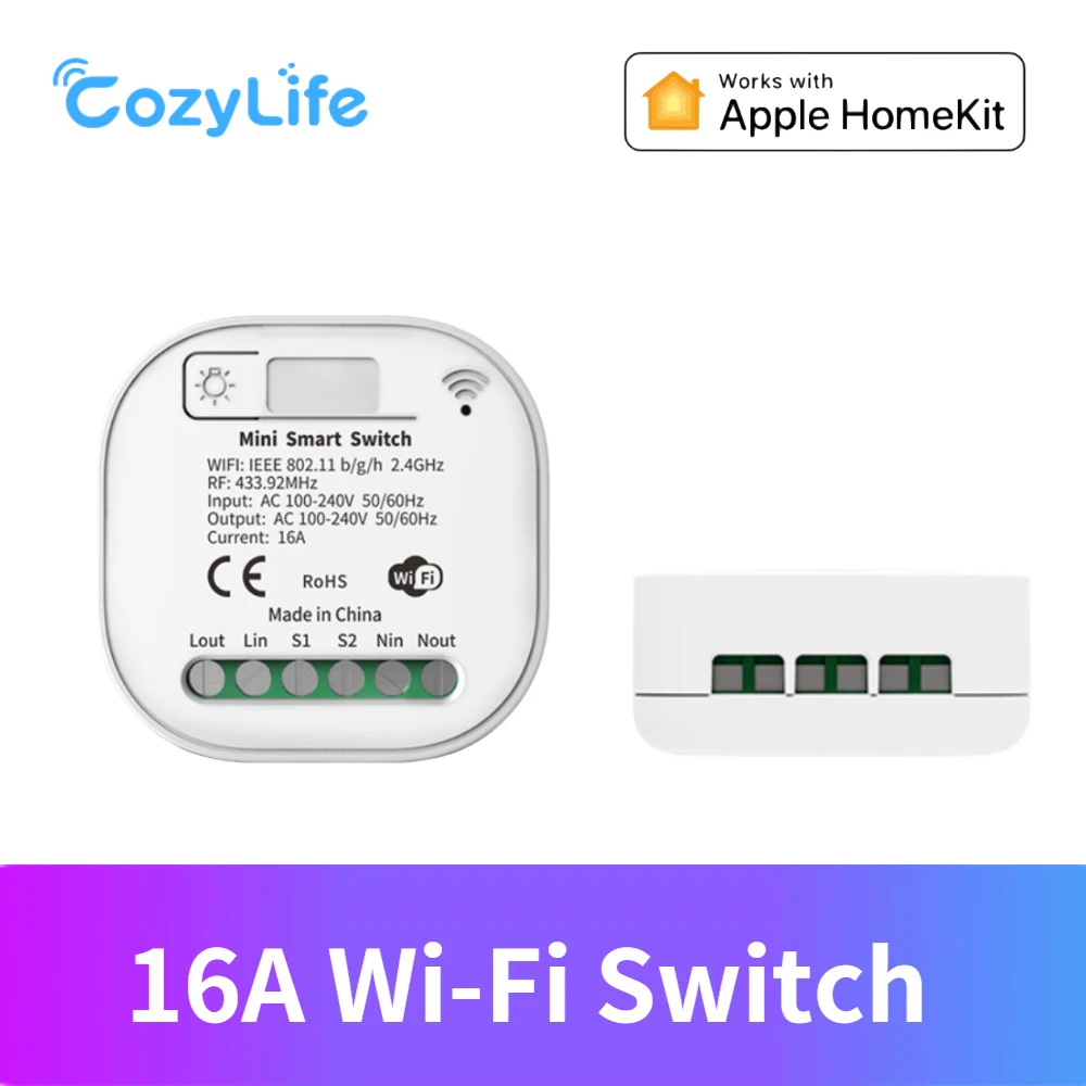 Умный переключатель CozyLife HomeKit, 16A, Wi-Fi, таймер, 2-полосный мини-релейный модуль, переключатель света для Alexa Google Alice Apple Home
Умный переключатель CozyLife HomeKit, 16A, Wi-Fi, таймер, 2-полосный мини-релейный модуль, переключатель света для Alexa Google Alice Apple Home
