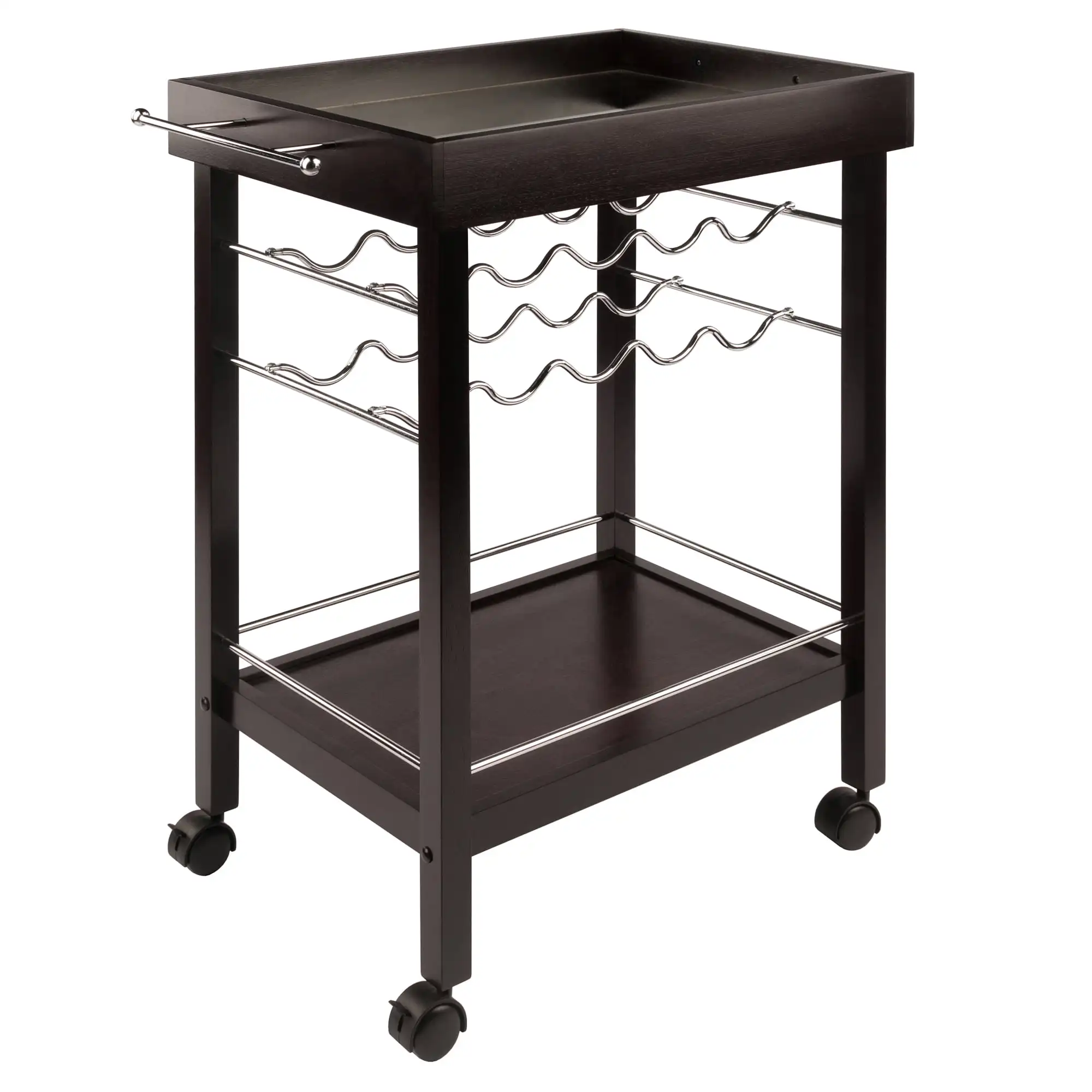 

Winsome Wood Johnnie 10-Bottle Bar Cart, Espresso Finish