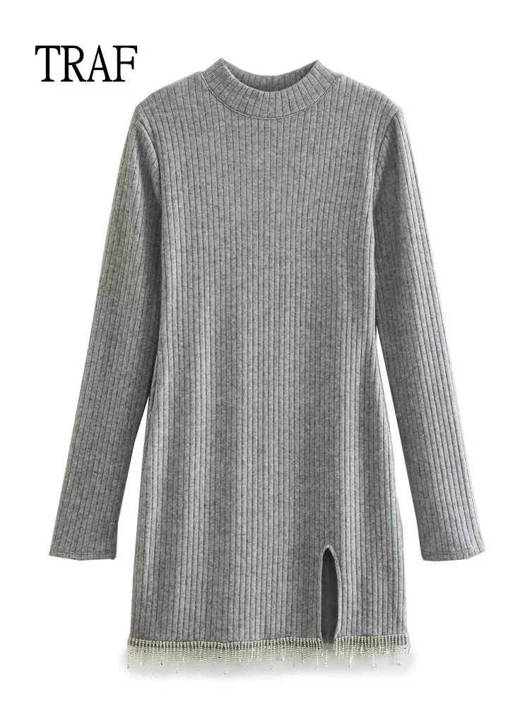 TRAF Knit Dresses Women 2022 Autumn Vintage Rhinestone Mini Short Dress Women Long Sleeve Black Grey Casual Dresses Party Dress
TRAF Knit Dresses Women 2022 Autumn Vintage Rhinestone Mini Short Dress Women Long Sleeve Black Grey Casual Dresses Party Dress