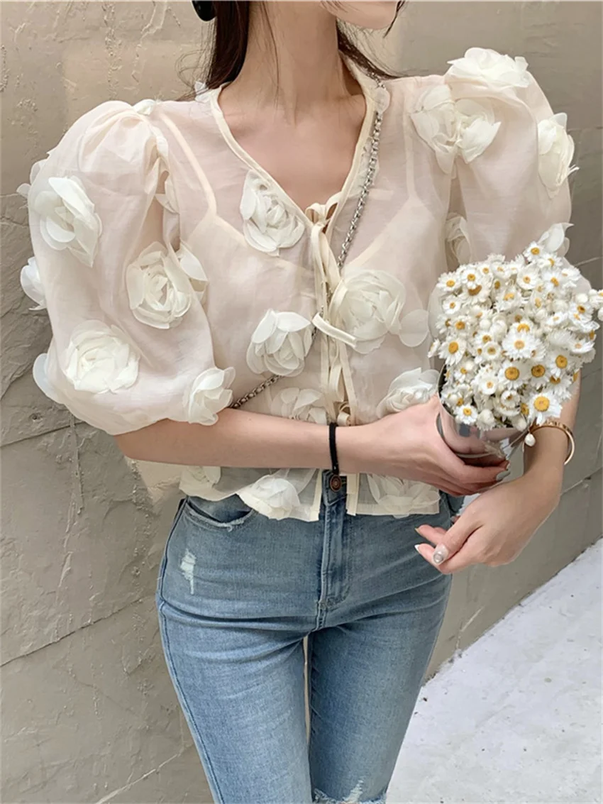 Alien Kitty 2022 Retro V-Neck Puff Sleeve Sweet Shirts With Tank Tops OL Women Flowers Holiday Chic Summer Hot Slim Casual 
Alien Kitty 2022 Retro V-Neck Puff Sleeve Sweet Shirts With Tank Tops OL Women Flowers Holiday Chic Summer Hot Slim Casual