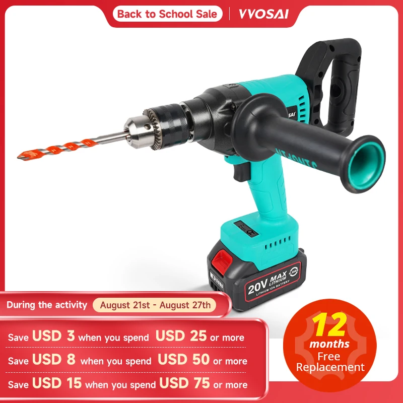 VVOSAI 20V Brushless Electric Drill Torque 130NM Cordless Screwdriver Li-ion Battery Electric Power Can Hit Ice
VVOSAI 20V Brushless Electric Drill Torque 130NM Cordless Screwdriver Li-ion Battery Electric Power Can Hit Ice