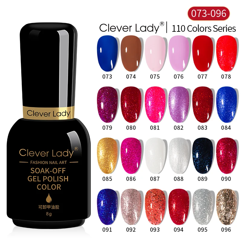Clever Lady Gel Nail Polish 110 Colors Set Kit Nail Art UV LED Gel Lacquer Esmalte Permanente a set of gel varnishes 8ml
Clever Lady Gel Nail Polish 110 Colors Set Kit Nail Art UV LED Gel Lacquer Esmalte Permanente a set of gel varnishes 8ml