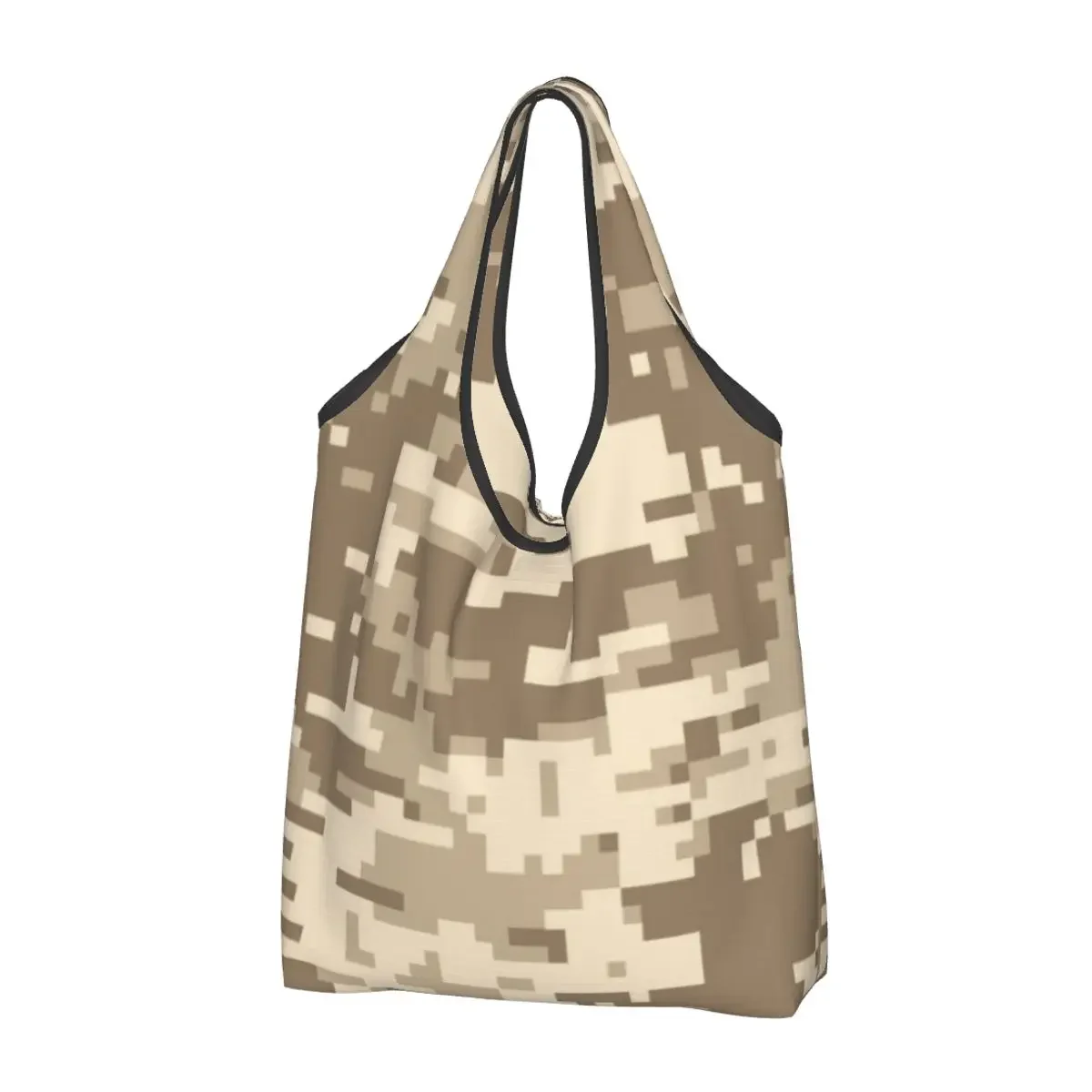 

Desert Digital Camo Grocery Tote Shopping Bag Women Multicam Military Camouflage Shoulder Shopper Bag Large Capacity Handbags