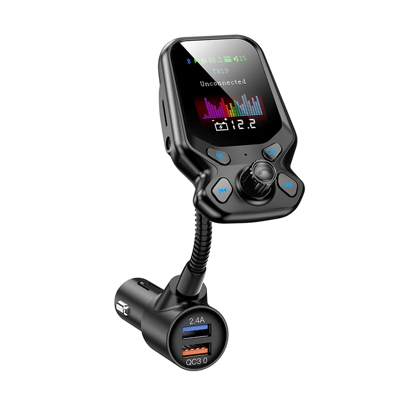 

Автомобильный FM-трансмиттер с функцией громкой связи Bluetooth 5,0, новое зарядное устройство QC 3,0 с USB, аудиоприемник, mp3-плеер, автомобильные аксе...