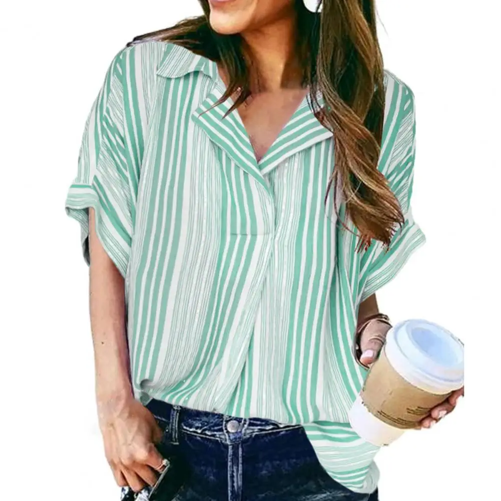Short Sleeve Shirt Casual Female Tops Casual Lady Shirt Summer Printing Striped Design Shirt Top roupas femininas 블라우스
Short Sleeve Shirt Casual Female Tops Casual Lady Shirt Summer Printing Striped Design Shirt Top roupas femininas 블라우스