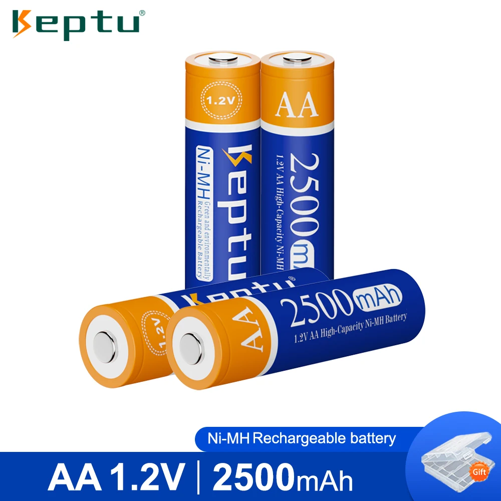 

2-8PCS KEPTU 2500mAh 1.2V AA NIMH Rechargeable AA Battery aa NIMH Batteries for Camera Toy Car+Battery Box