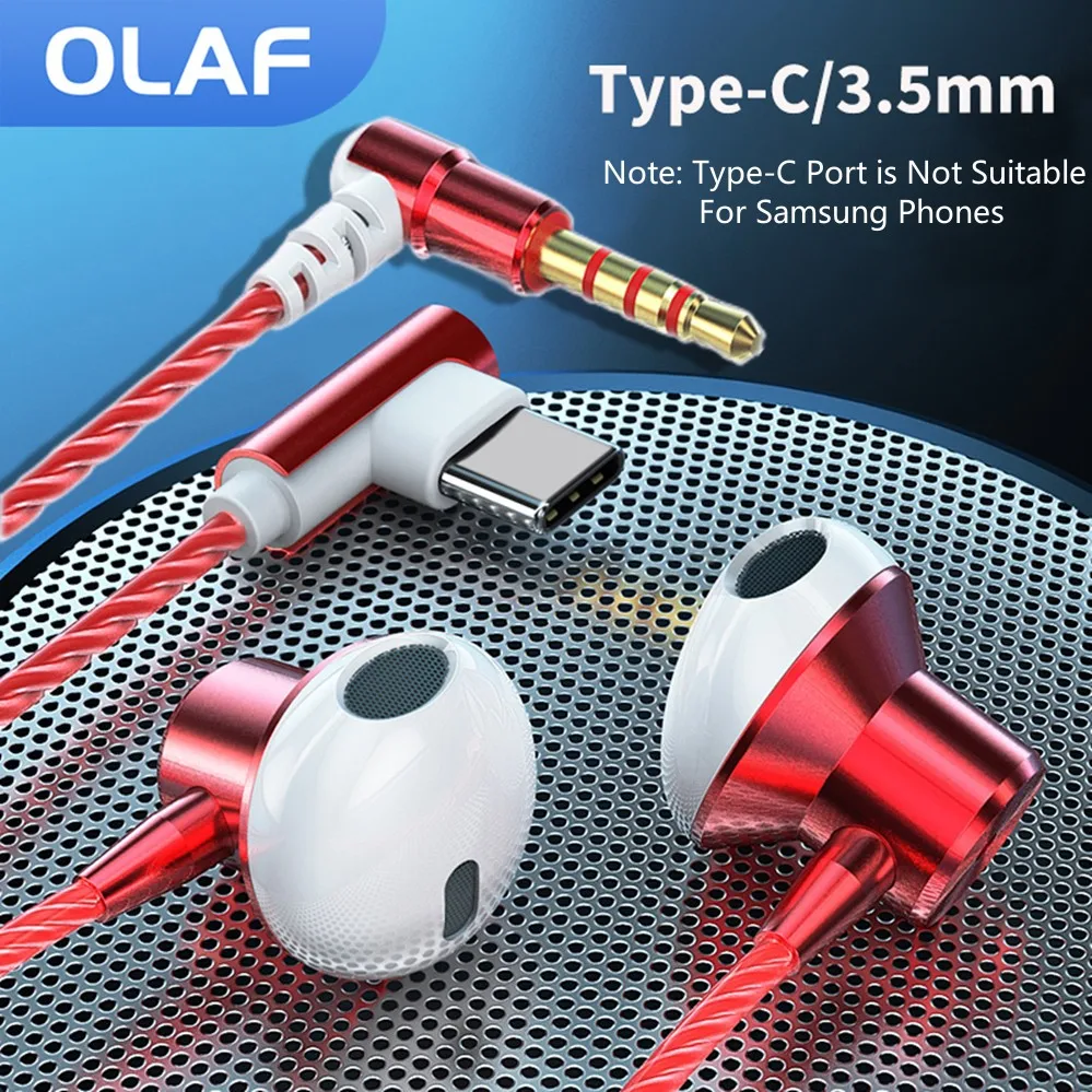 OLAF 3.5MM/Type-C Wired Headphones In-Ear Earphone L Curved Plug Earbuds With Microphone HiFi Bass Stereo Music Headset Gamer
OLAF 3.5MM/Type-C Wired Headphones In-Ear Earphone L Curved Plug Earbuds With Microphone HiFi Bass Stereo Music Headset Gamer