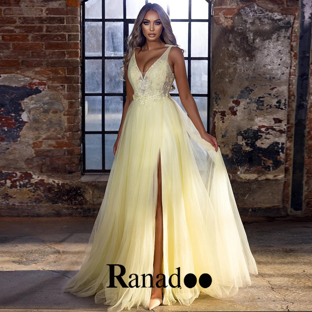 V Neck Tank Sleeveless Evening Party For Women Slit Tulle A Line Floor Length Simple Graduation Party Gowns Robes De Soirée
V Neck Tank Sleeveless Evening Party For Women Slit Tulle A Line Floor Length Simple Graduation Party Gowns Robes De Soirée