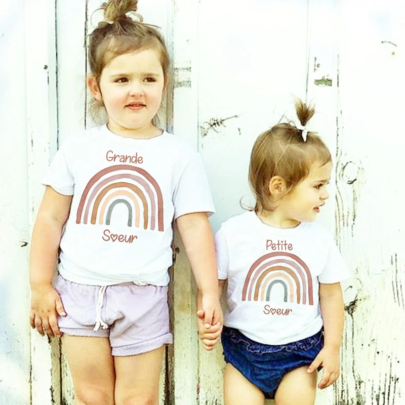 Rainbow Big Sister Little Sister Matching T-shirts Girls Tee Children Tops Short-sleeve Clothes Child Summer T Shirt Kids Outfit
Rainbow Big Sister Little Sister Matching T-shirts Girls Tee Children Tops Short-sleeve Clothes Child Summer T Shirt Kids Outfit