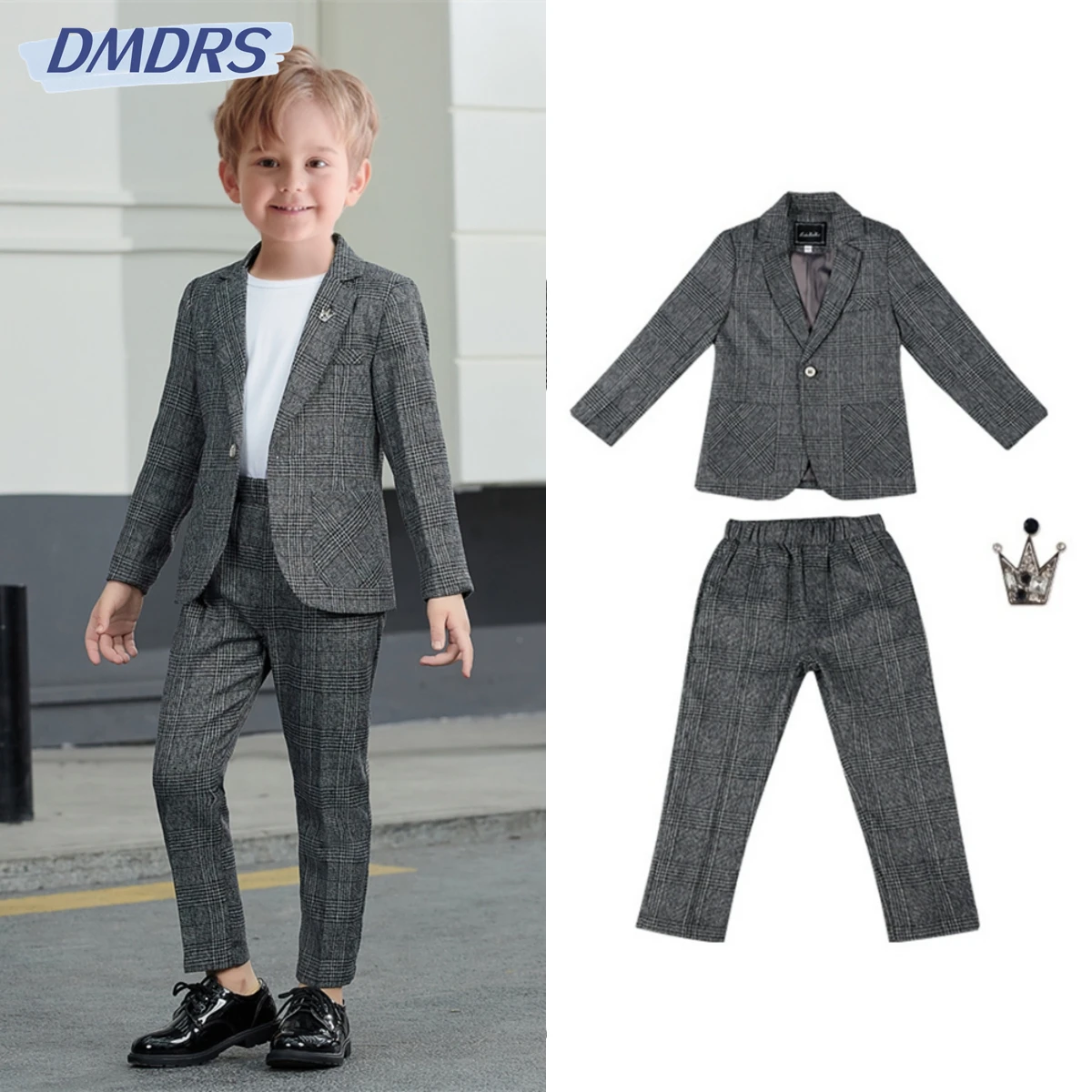 2-Piece Kids Clothes Jacket Packet Including Brooch In Stock Grey Boy's Suit Set Fashion Outfit For Child Birthday Party Gift 
2-Piece Kids Clothes Jacket Packet Including Brooch In Stock Grey Boy's Suit Set Fashion Outfit For Child Birthday Party Gift