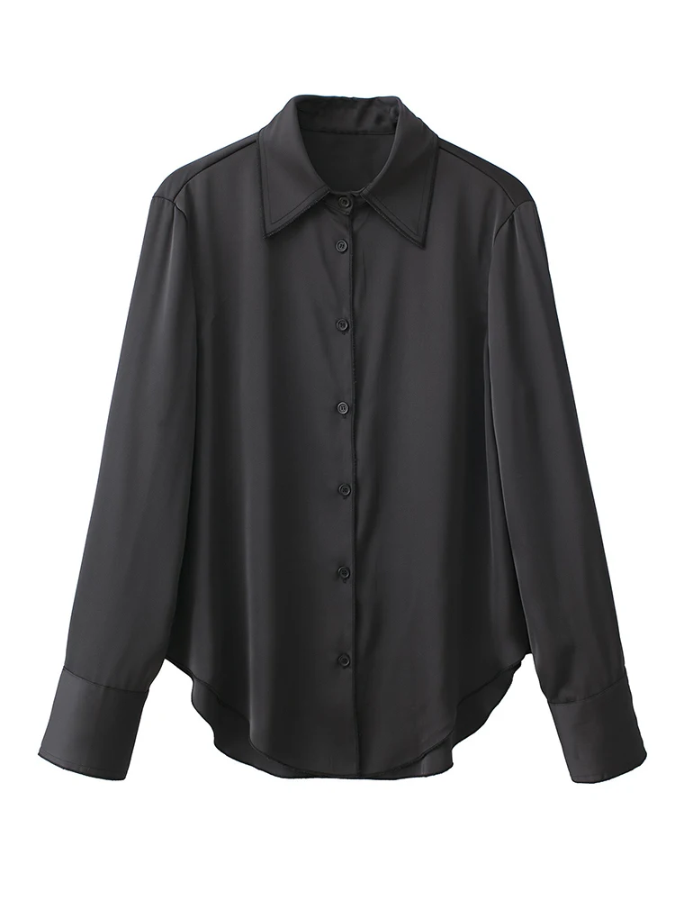 Women's Black Lapel Single-breasted Satin Blouse Pants Set 2022 Fashion Office Lady Top High Waist Wide Leg Pants 2 Piece Sets
Women's Black Lapel Single-breasted Satin Blouse Pants Set 2022 Fashion Office Lady Top High Waist Wide Leg Pants 2 Piece Sets