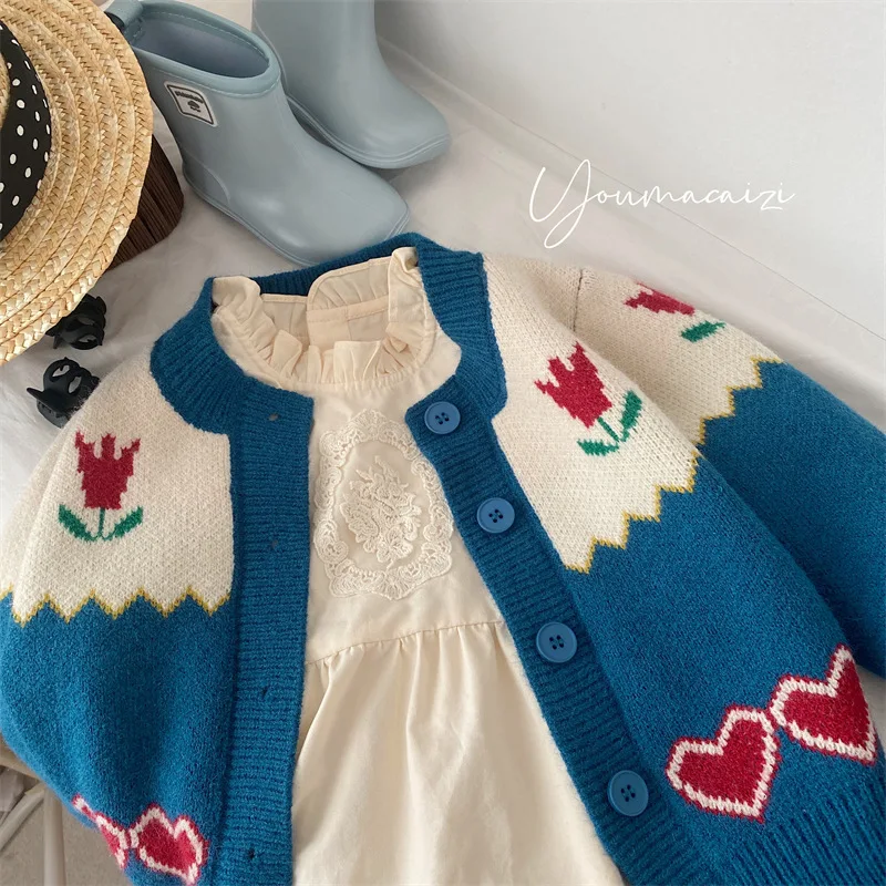 Autumn 2022 New Children Wear Girls Flower Sweater Children Soft Retro Cardigan Jacket Girl Cardigan Sweater O-Neck Open Stitch
Autumn 2022 New Children Wear Girls Flower Sweater Children Soft Retro Cardigan Jacket Girl Cardigan Sweater O-Neck Open Stitch