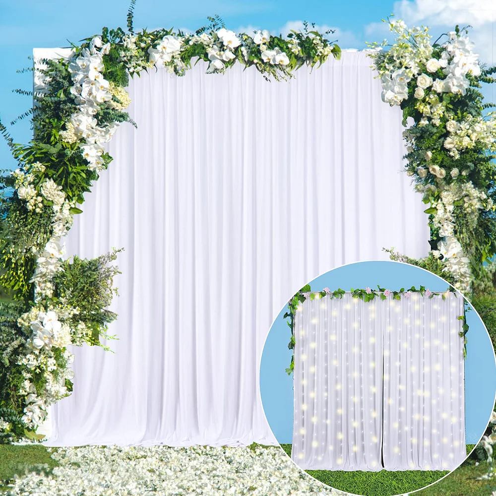 

2 Panels White Backdrop Drapes Curtain Decoration Parties Supplies Weddings Baby Shower Birthday Booth Photography Engagement