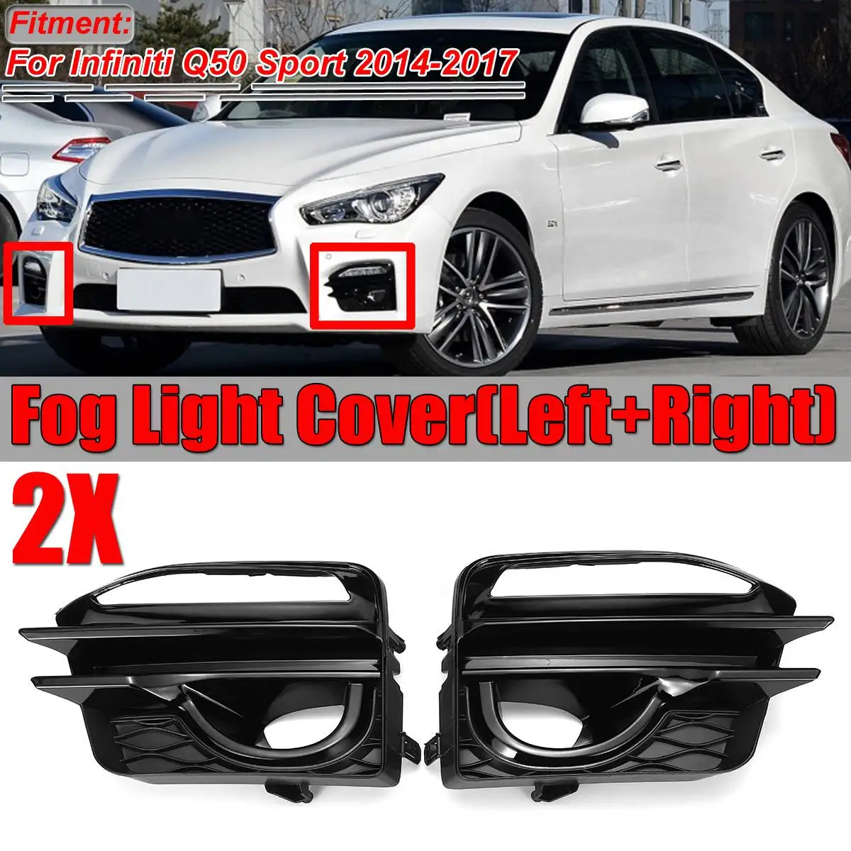 Hot Glossy Black A Pair Car Front Fog Light Cover Grille Fog Lamp Grill Frame Cover For Infiniti Q50 Sport 2014 2015 2016 2017
Hot Glossy Black A Pair Car Front Fog Light Cover Grille Fog Lamp Grill Frame Cover For Infiniti Q50 Sport 2014 2015 2016 2017