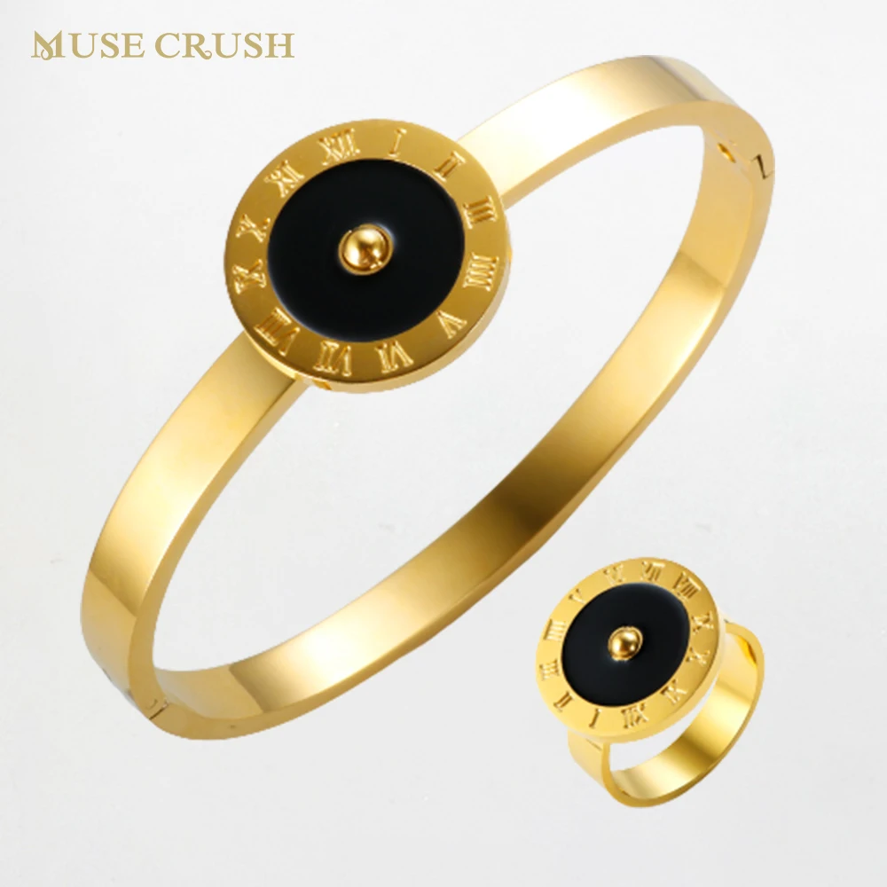 Roman Numerals Stainless Steel Ring Bangle Jewelry Set Fashion Trendy Anniversary Black Round Stone for Women Men Party Jewelry
Roman Numerals Stainless Steel Ring Bangle Jewelry Set Fashion Trendy Anniversary Black Round Stone for Women Men Party Jewelry
