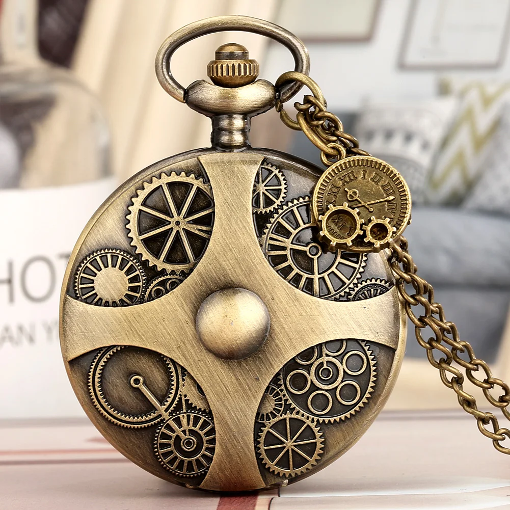 Classical Arabic Number Pocket Watch Bronze Quartz Clock Necklace Chain Gift for Man Women with Gear Accessory Reloj De Bolsillo
Classical Arabic Number Pocket Watch Bronze Quartz Clock Necklace Chain Gift for Man Women with Gear Accessory Reloj De Bolsillo
