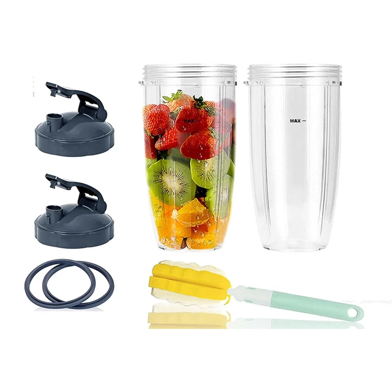 Replacement 32Oz Cups With Two Flip Top To Go Lid, Rubber Seals, For Nutribullet 600W And 900W Blender Accessory.
Replacement 32Oz Cups With Two Flip Top To Go Lid, Rubber Seals, For Nutribullet 600W And 900W Blender Accessory.