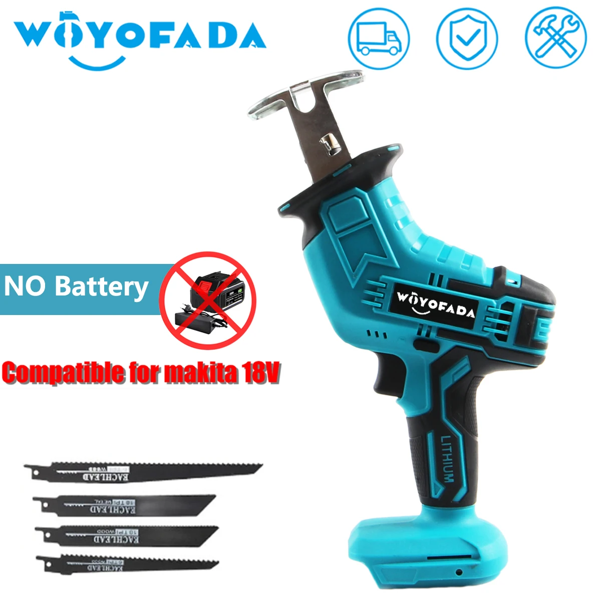 18V Cordless Electric Reciprocating Saw Variable Speed Metal Wood Cutting Tool Electric Saw For Makita 18V Battery(No battery)
18V Cordless Electric Reciprocating Saw Variable Speed Metal Wood Cutting Tool Electric Saw For Makita 18V Battery(No battery)