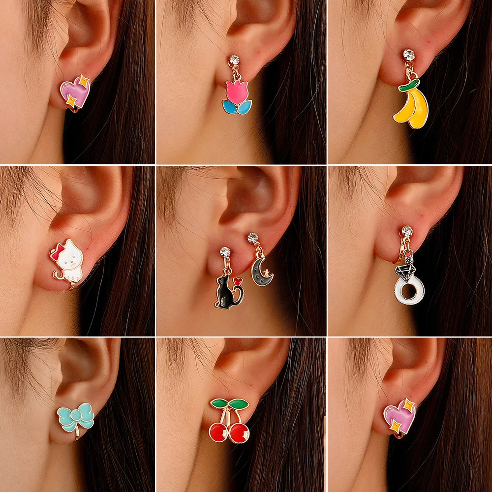 Sweet Enamel Candy Color Stud Earrings for Women Cute Cartoon Animal Fruit Earring Creative Flower Cherry Piercing Ear Jewelry
Sweet Enamel Candy Color Stud Earrings for Women Cute Cartoon Animal Fruit Earring Creative Flower Cherry Piercing Ear Jewelry