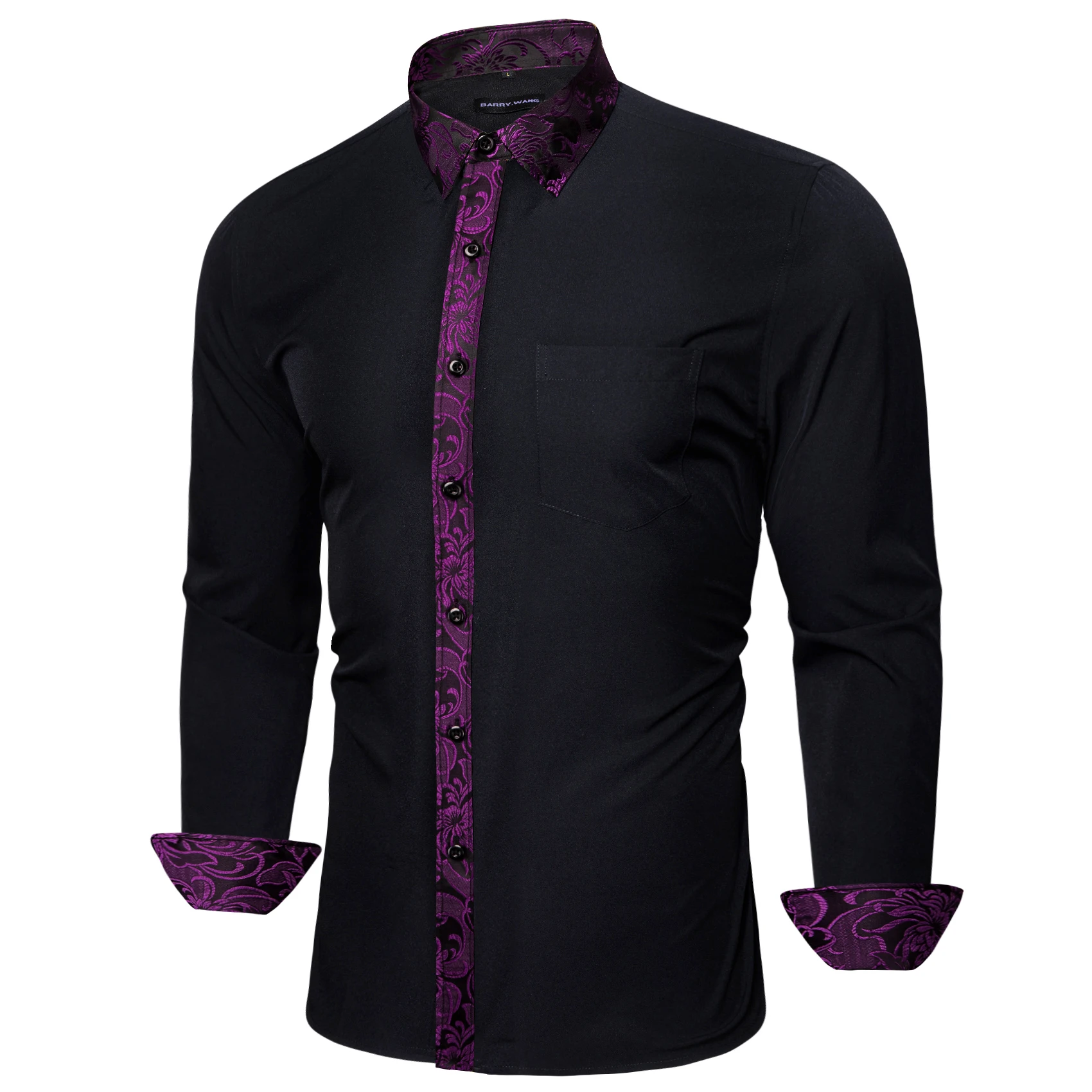 Designer Shirts for Men Silk Long Sleeve Black Patch Purple Flower Spring Autumn Slim Fit Male Blouses Casual Tops Barry Wang
Designer Shirts for Men Silk Long Sleeve Black Patch Purple Flower Spring Autumn Slim Fit Male Blouses Casual Tops Barry Wang
