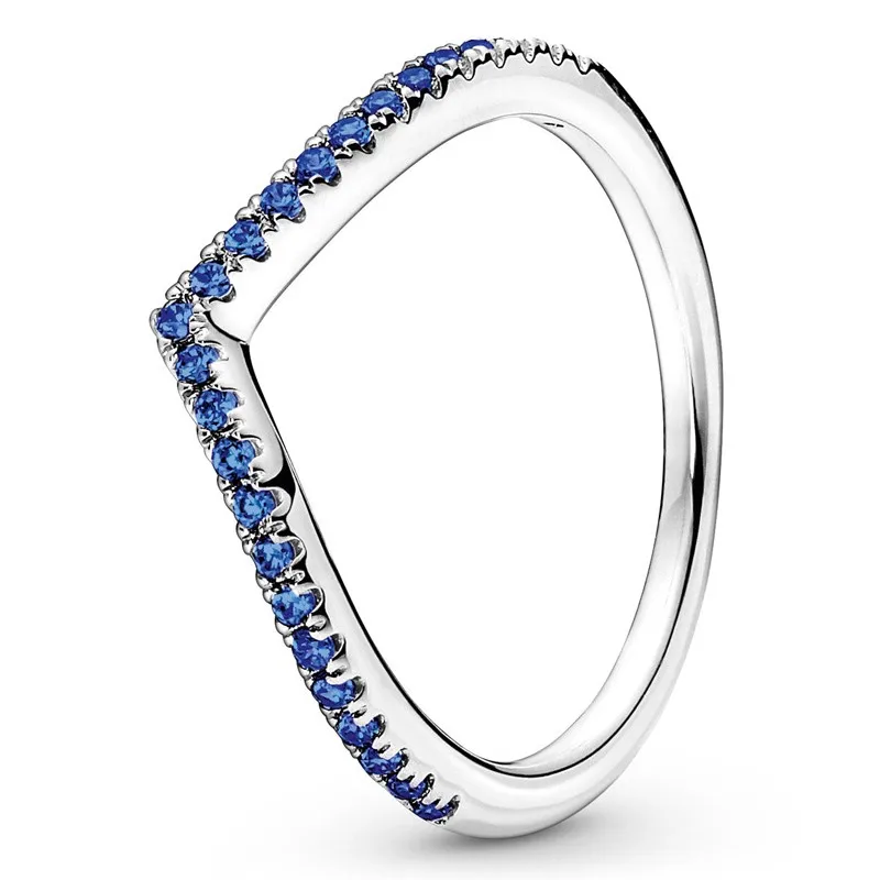 

Authentic 925 Sterling Silver Timeless Wish Sparkling Blue With Crystal Ring For Women Wedding Party Europe Fashion Jewelry