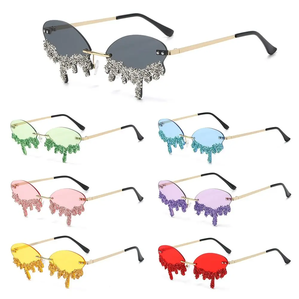 Halloween Costume Accessories Oval Bling Beach Shades Party Glasses Rimless Sun Glasses Tear Shape Sunglasses for Women
Halloween Costume Accessories Oval Bling Beach Shades Party Glasses Rimless Sun Glasses Tear Shape Sunglasses for Women