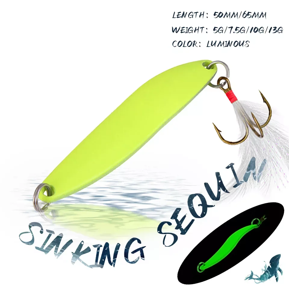1PCS 5g/7g/10g/13g Luminous Fishing Hard Lure Sequins Artificial Bait Feathers Hooks Night Spoon Baits Fishing Tackle
1PCS 5g/7g/10g/13g Luminous Fishing Hard Lure Sequins Artificial Bait Feathers Hooks Night Spoon Baits Fishing Tackle