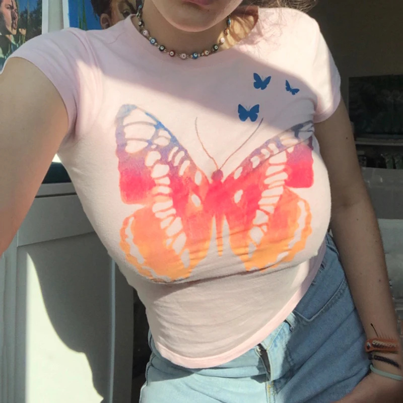 Animal Butterfly Printed Aesthetic T Shirt Pink Alternative Short Sleeve T-shirt Women Fashion Y2K Harajuku E Girl Tee
Animal Butterfly Printed Aesthetic T Shirt Pink Alternative Short Sleeve T-shirt Women Fashion Y2K Harajuku E Girl Tee