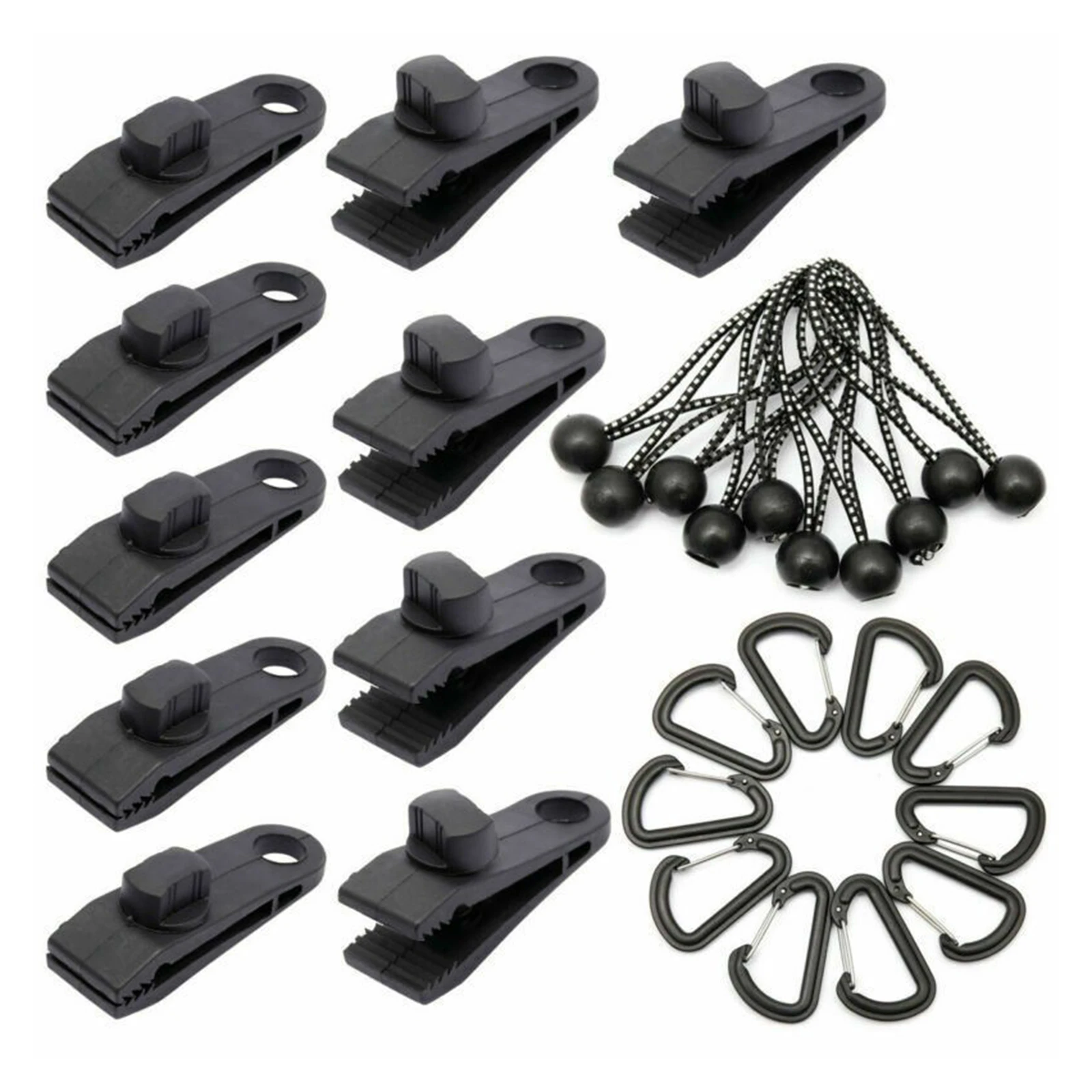 10pcs Tarp Clips Set Tent Clamps With 10 Elastic Tied Rope And 10 Carabiner For Tarps Tents Covers Awnings Canopies
10pcs Tarp Clips Set Tent Clamps With 10 Elastic Tied Rope And 10 Carabiner For Tarps Tents Covers Awnings Canopies