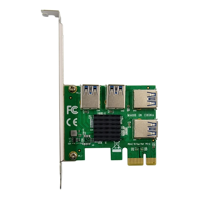 Pcie 1 To 4 PCI Express Riser Card PCI-E 1X To 4 USB3.0 ASM1184E Graphics Adapter Card For Bitcoin Mining 
Pcie 1 To 4 PCI Express Riser Card PCI-E 1X To 4 USB3.0 ASM1184E Graphics Adapter Card For Bitcoin Mining