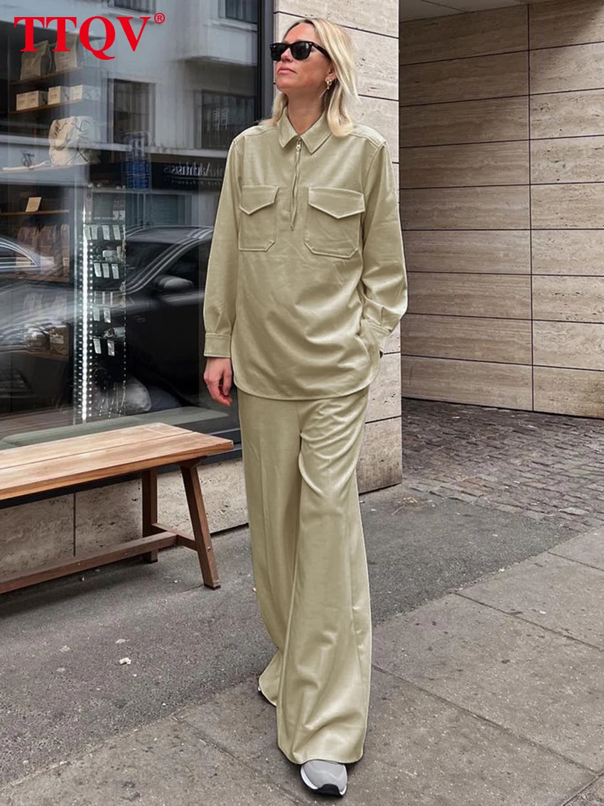 Комплект одежды TTQV женский хаки из 2 предметов, элегантный пуловер на молнии с длинным рукавом и карманами, свободный Торус, уличная одежда 
Комплект одежды TTQV женский хаки из 2 предметов, элегантный пуловер на молнии с длинным рукавом и карманами, свободный Торус, уличная одежда