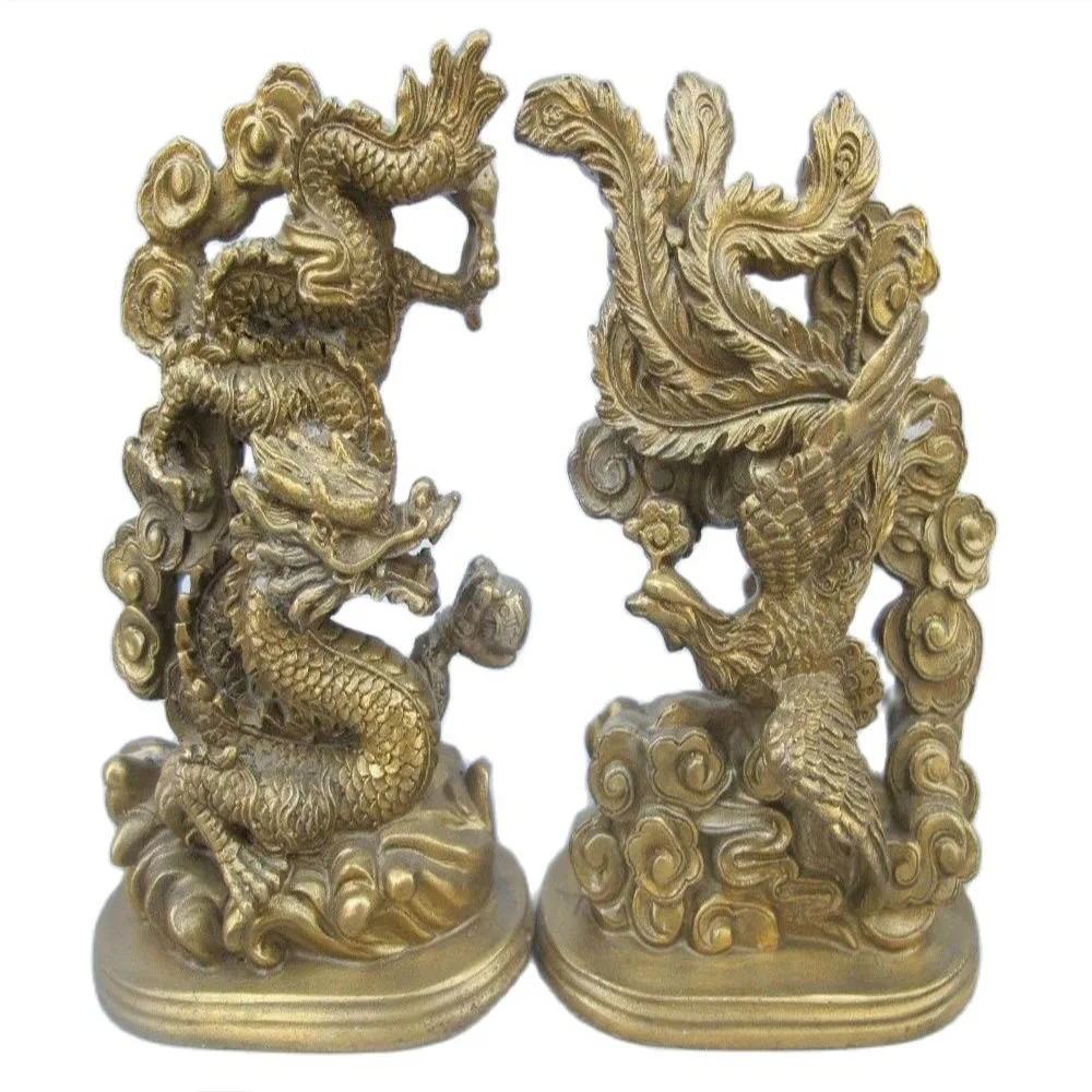 5.51 inch/The ancient Chinese handmade bronze statue of a dragon phoenix mascot metal handicraft
5.51 inch/The ancient Chinese handmade bronze statue of a dragon phoenix mascot metal handicraft