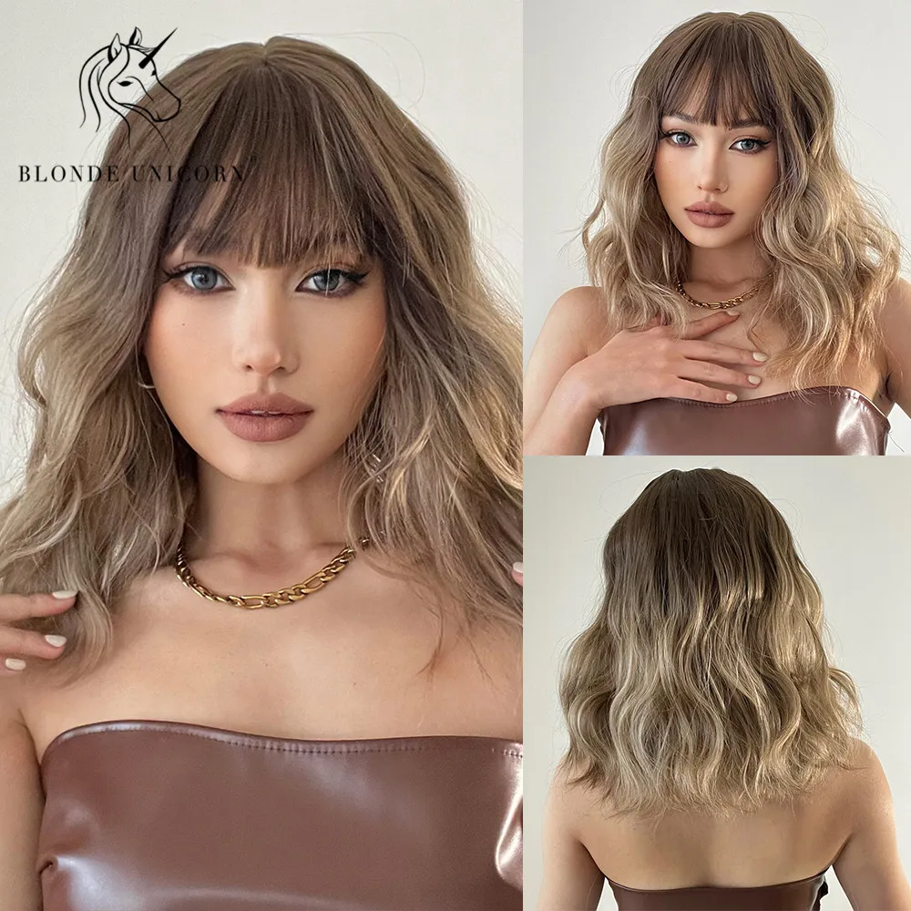 Blonde Unicorn Synthetic Wigs with Bangs Ombre Brown Short Wavy Bob Women Shoulder Length Cosplay Hair Wig Heat Resistant Fiber
Blonde Unicorn Synthetic Wigs with Bangs Ombre Brown Short Wavy Bob Women Shoulder Length Cosplay Hair Wig Heat Resistant Fiber