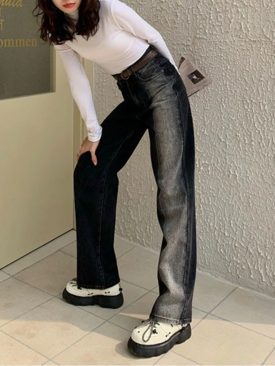 American Retro Straight Contrast Black White Gradient Baggy Women's Jeans Female Y2k Streetwear Casual Wide Leg Pants Trousers
American Retro Straight Contrast Black White Gradient Baggy Women's Jeans Female Y2k Streetwear Casual Wide Leg Pants Trousers