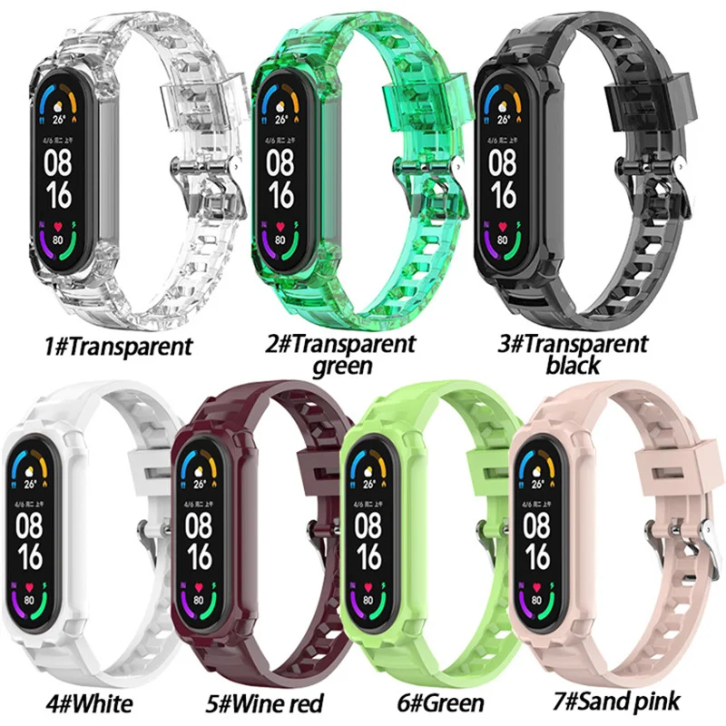 Мягкий ремешок для Xiaomi Mi Band 7 прозрачный силиконовый mi band 6 5 4 3 NFC универсальный
