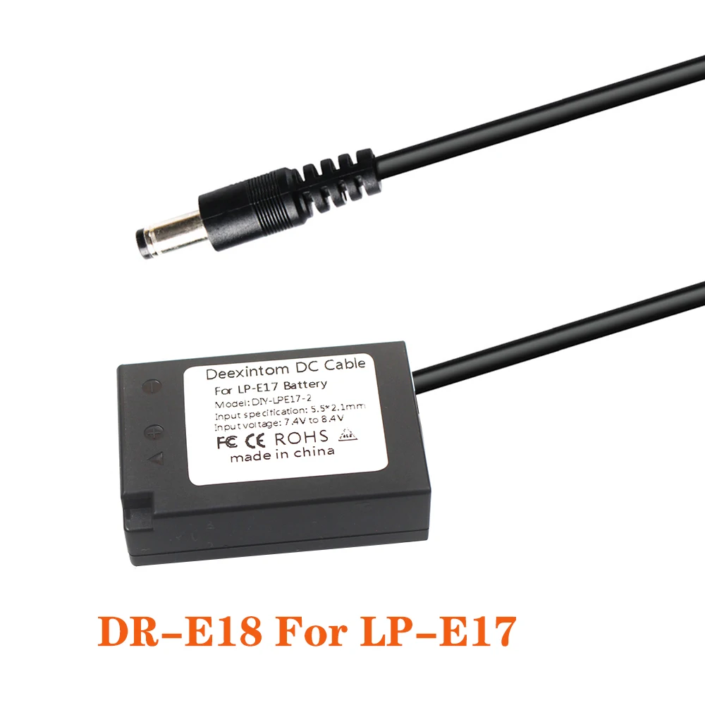 DR-E18 For LP-E17 Dummy Battery DC Coupl Use 8V 3A Power for EL3 850D 800D 760D 750D 77D T6i T6S T7i X9I RP dc 5.5*2.1mm
DR-E18 For LP-E17 Dummy Battery DC Coupl Use 8V 3A Power for EL3 850D 800D 760D 750D 77D T6i T6S T7i X9I RP dc 5.5*2.1mm